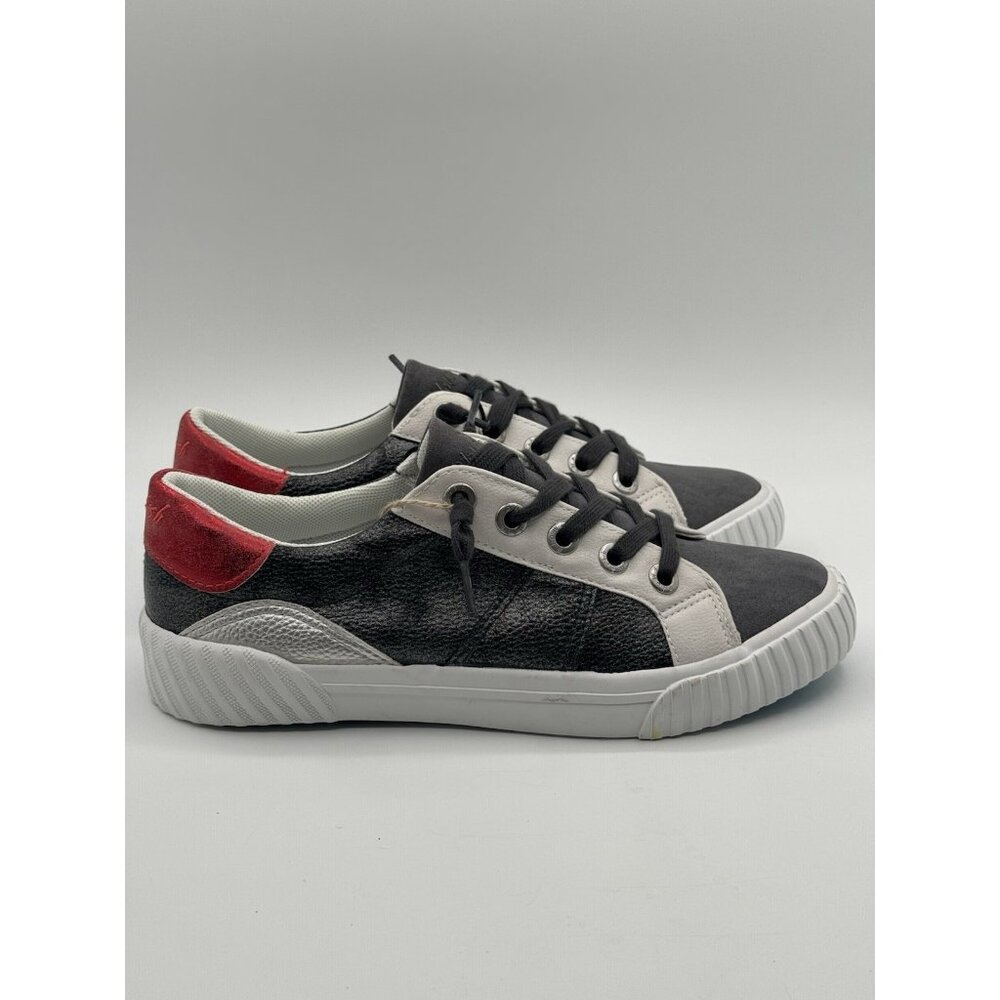 Blowfish Malibu Sneaker Low Metallic Pewter Red Silver Faux Leather Women 8.5